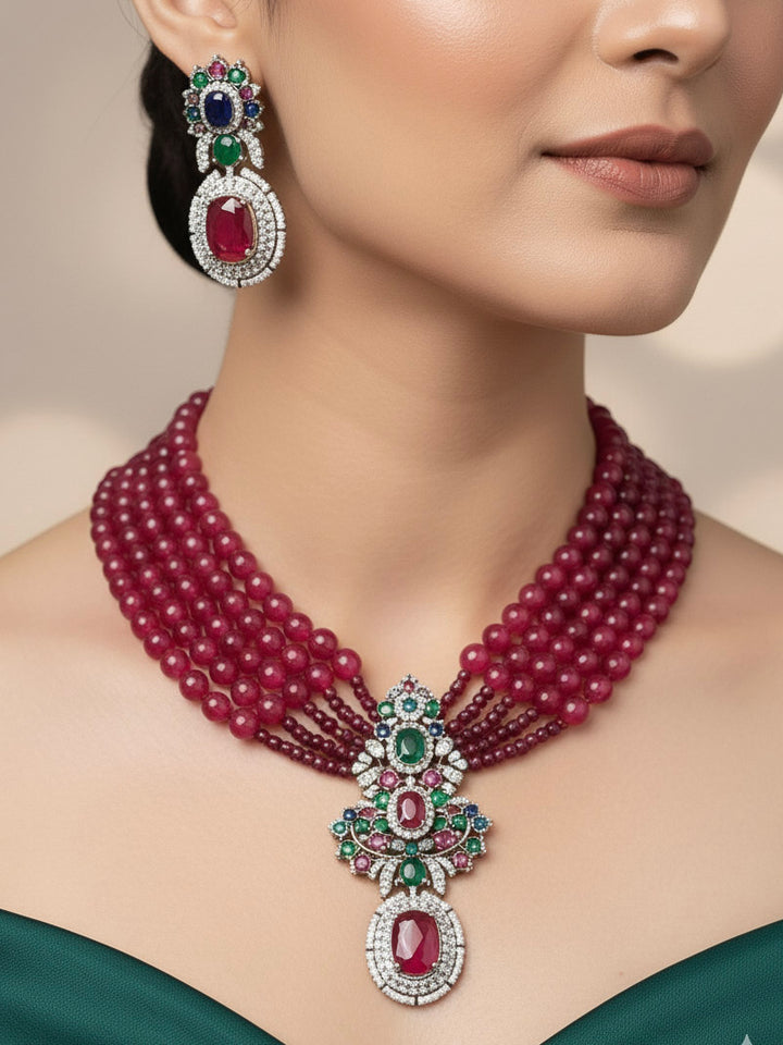 Veronica Red Necklace Sets