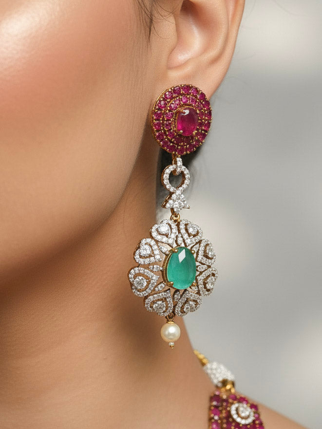 Gizelle Red & Mint Green Necklace Set