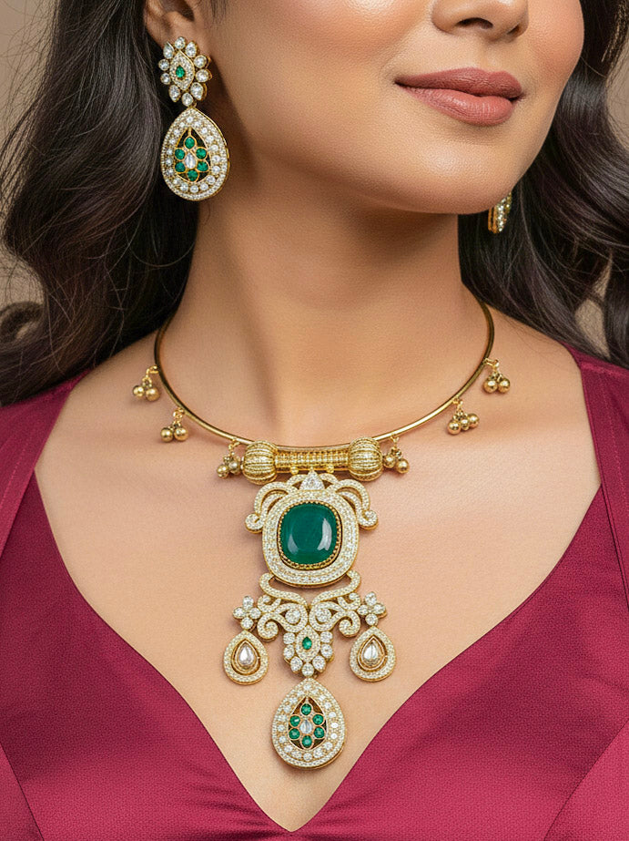 Lupin Dark Green Necklace Set