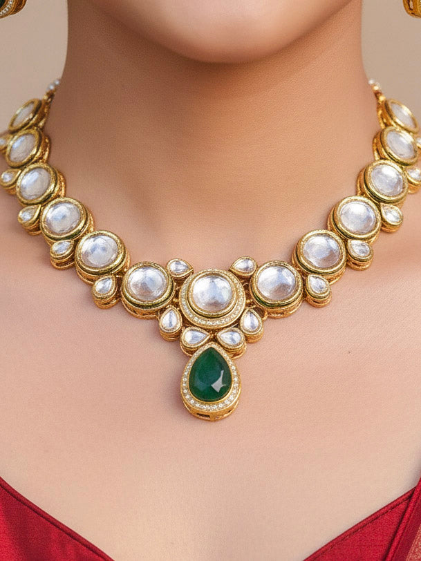 Dark Green Dhara Necklace Set