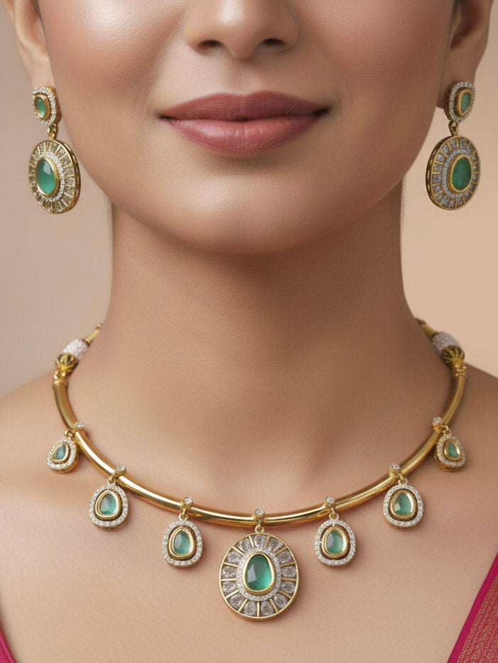 Tarunika Mint Green Hasli Necklace Set