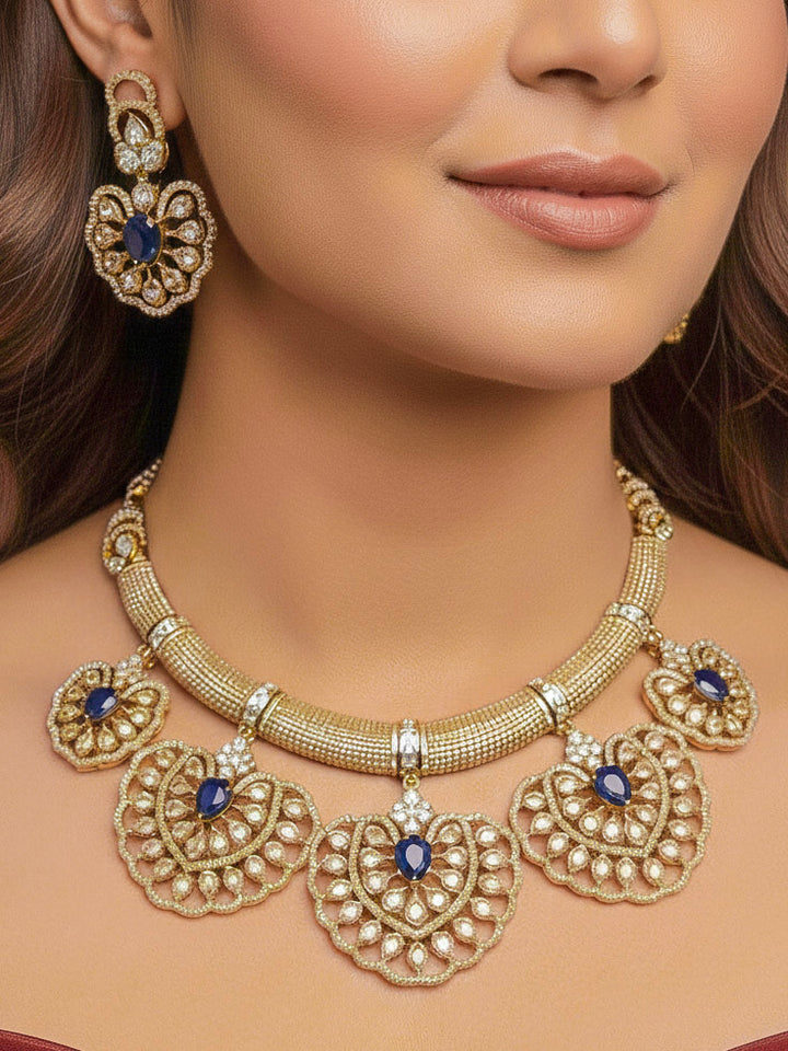 Raizel Blue Necklace Set (Mehendi Polish)