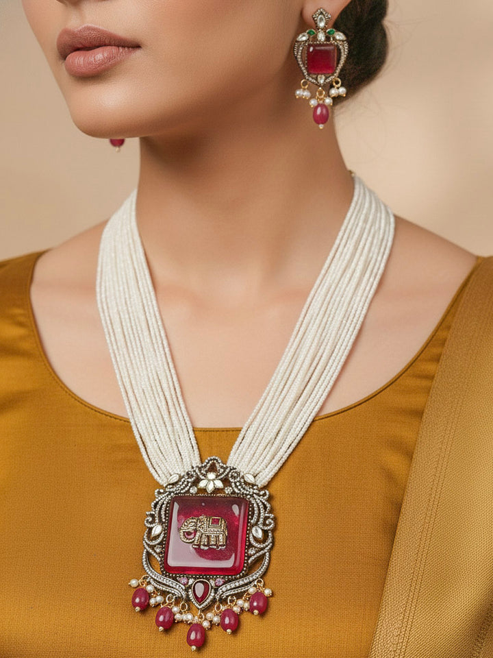 Stuti Ruby Pink Necklace Set