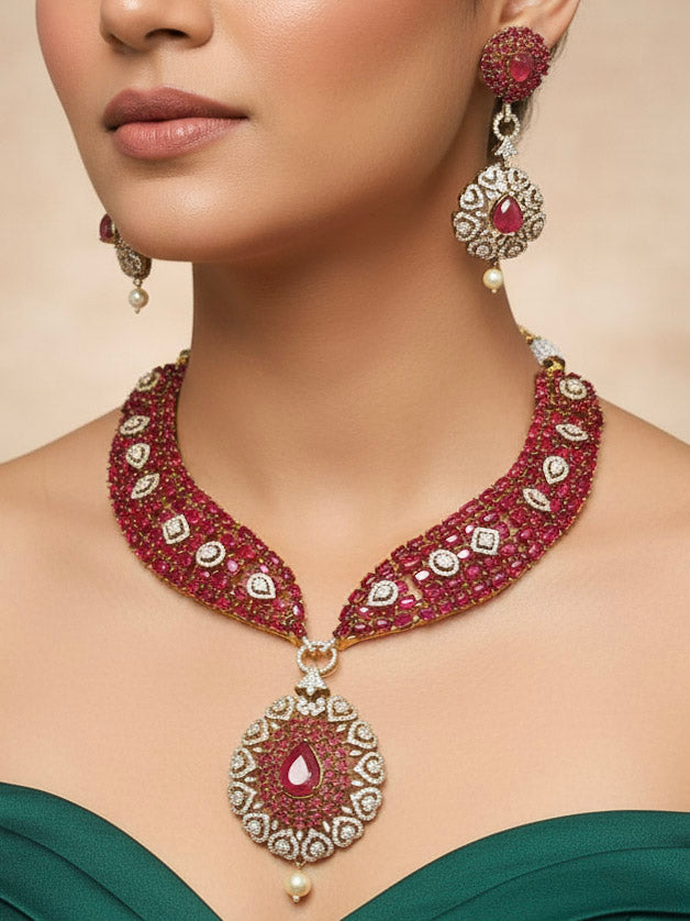 Gizelle Red Necklace Set