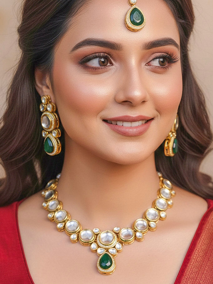 Dark Green Dhara Necklace Set