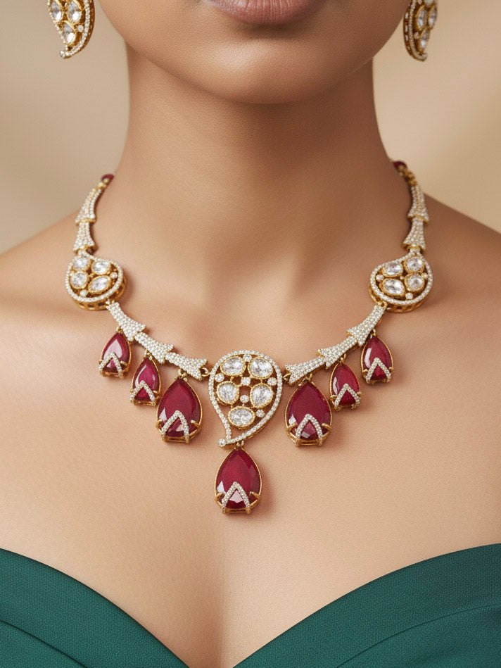 Menaka Red Necklace Set