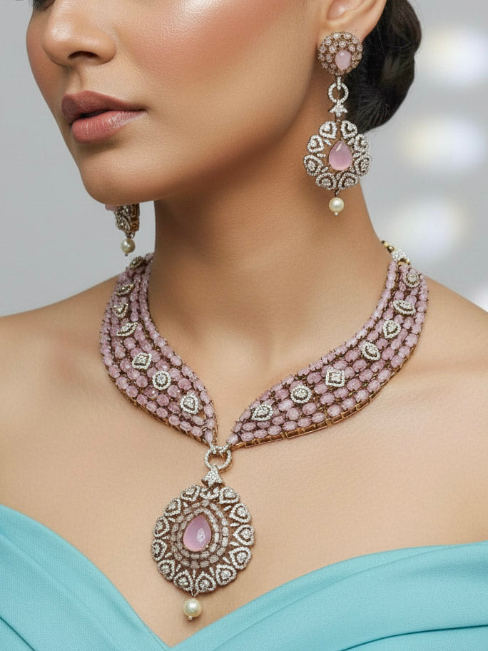 Gizelle Mint Pink Necklace Set