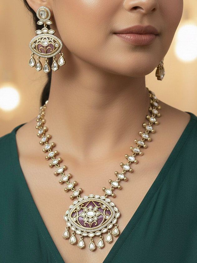 Anuradha Lilac Necklace Set