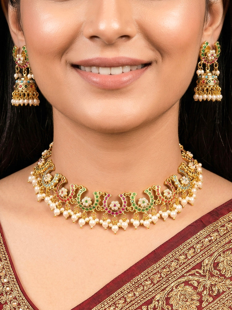 Gulzaar Navratan Jadau Necklace Set