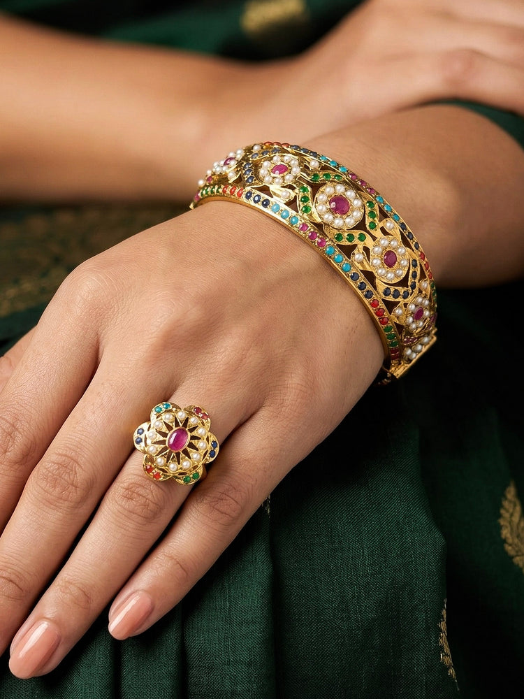 Indravati Jadau Bracelet + Ring Combo