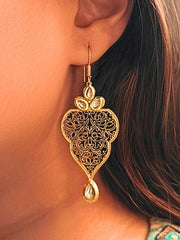 Jenny Kundan-Filigree Black Earrings