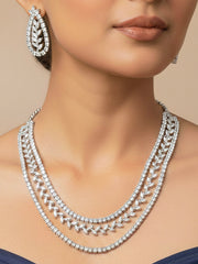 Lenora Zirconia Silver Necklace Set