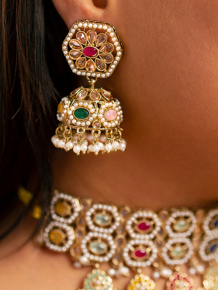 Multicolor Vedanshi Choker Necklace Set