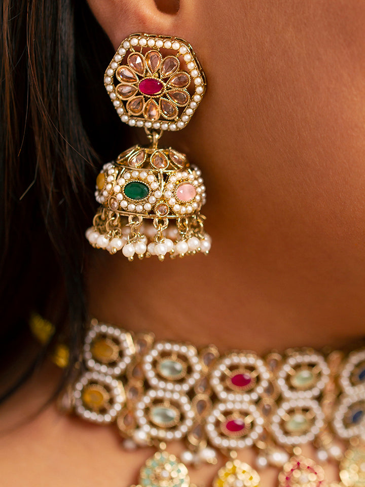 Multicolor Vedanshi Choker Necklace Set