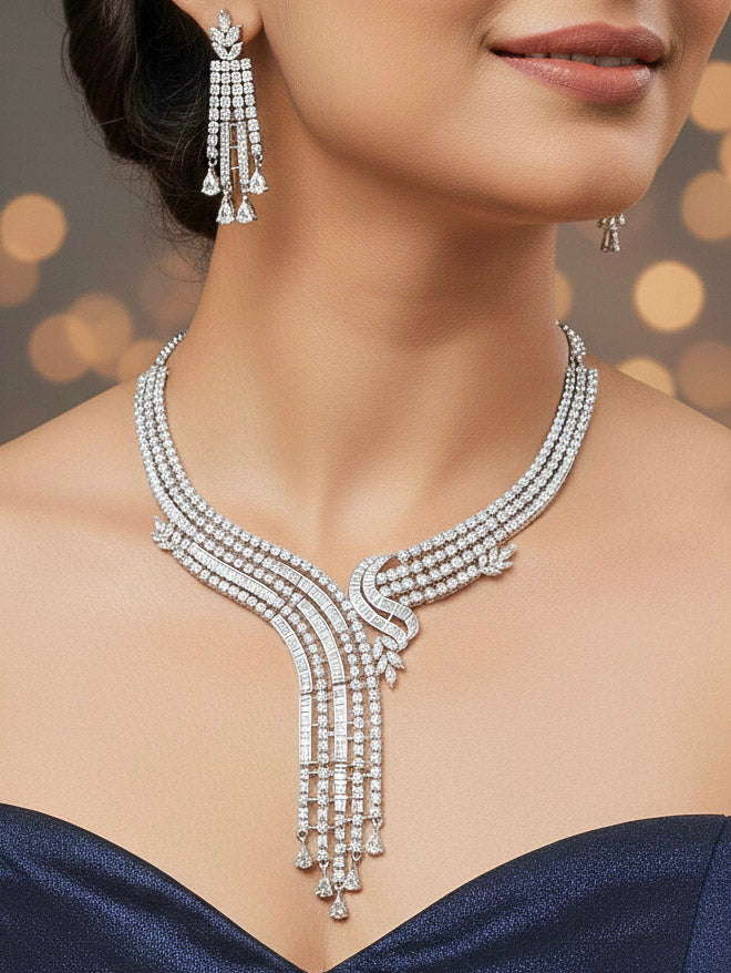 Majoria Silver Necklace Set