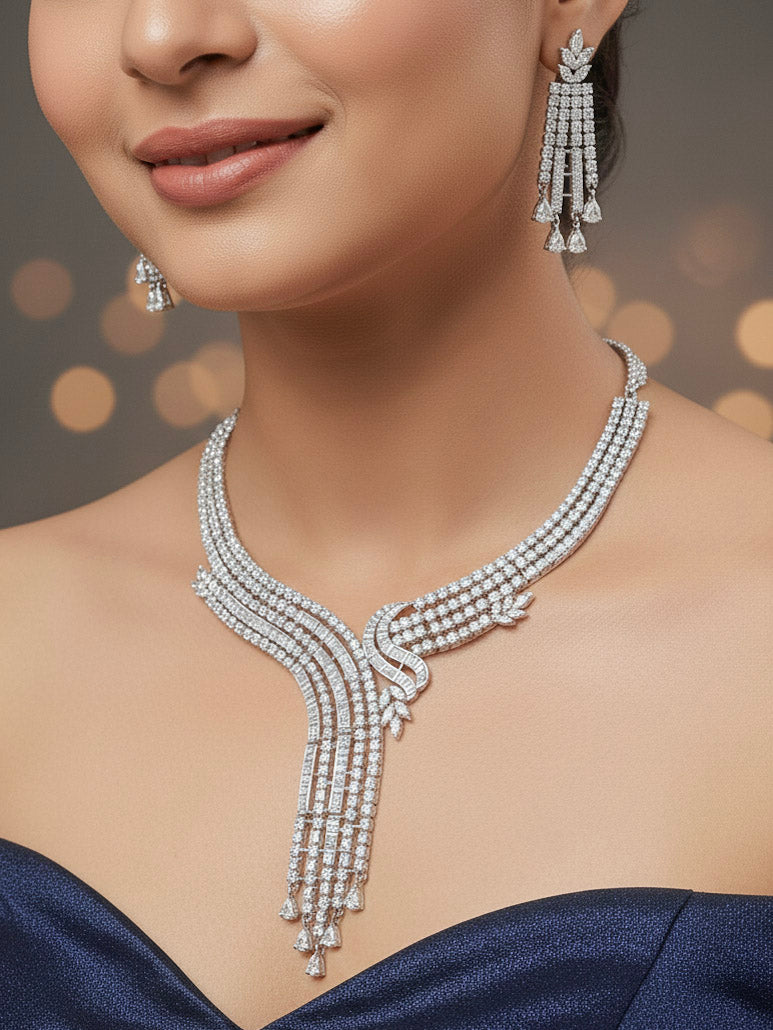 Majoria Silver Necklace Set