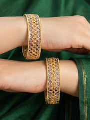 Manohari Gold & Silver Bangles - Set of 2 (Size 2.6)