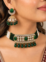 Mriha Polki Green Necklace Set
