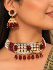 Mriha Polki Ruby Red Necklace Set