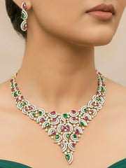Nayeliya Zirconia Rani Pink And Green Necklace Set