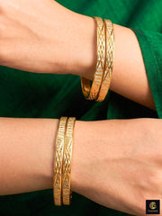 Nayora Gold-Silver Bangles - Set of 4 (Size 2.6)