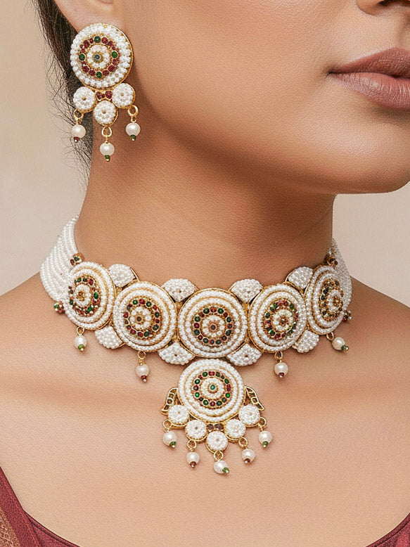 Nerina Basra Moti Choker Necklace Set