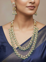 Noorjahan Mint Pink And Green Rajwadi Necklace Set