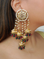 Ojasvi Red & Green Kundan Earrings