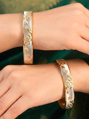 Pramika Gold-Silver Bangles - Set of 2 (Size 2.10)