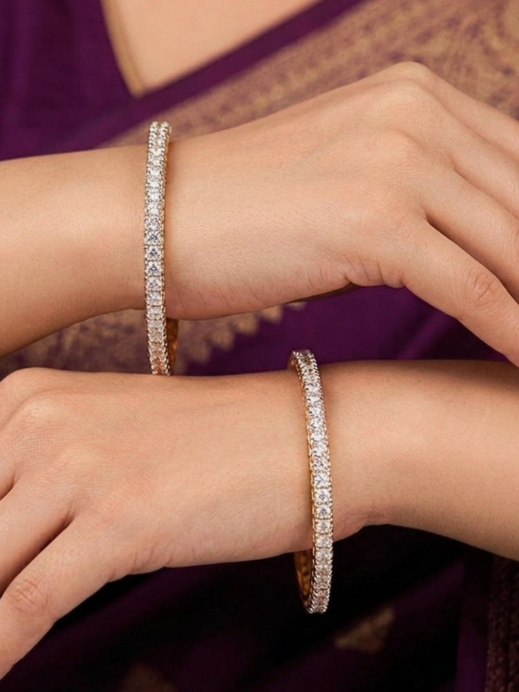 Pransika Zirconia Bangles - Set of 2 (Size 2.8)