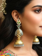 Raagmani Green Oxidized Earrings