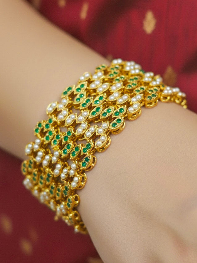 Ragini Emerald Green Jadau Bracelet (2.10)