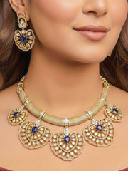 Raizel Zirconia Blue Necklace Set (Mehendi Polish)