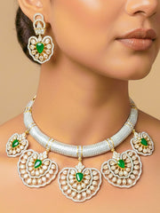 Raizel Zirconia Emerald Green Necklace Set (Dual Tone)