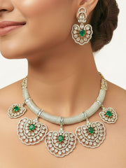 Raizel Zirconia Emerald Green Necklace Set (Mehendi Polish)