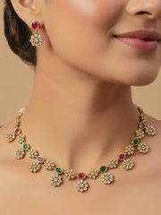 Red and Green Rashi Zirconia Necklace Set