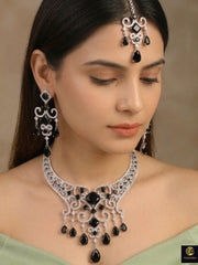 Rosalind Zirconia Black Necklace Set (Silver Polish)