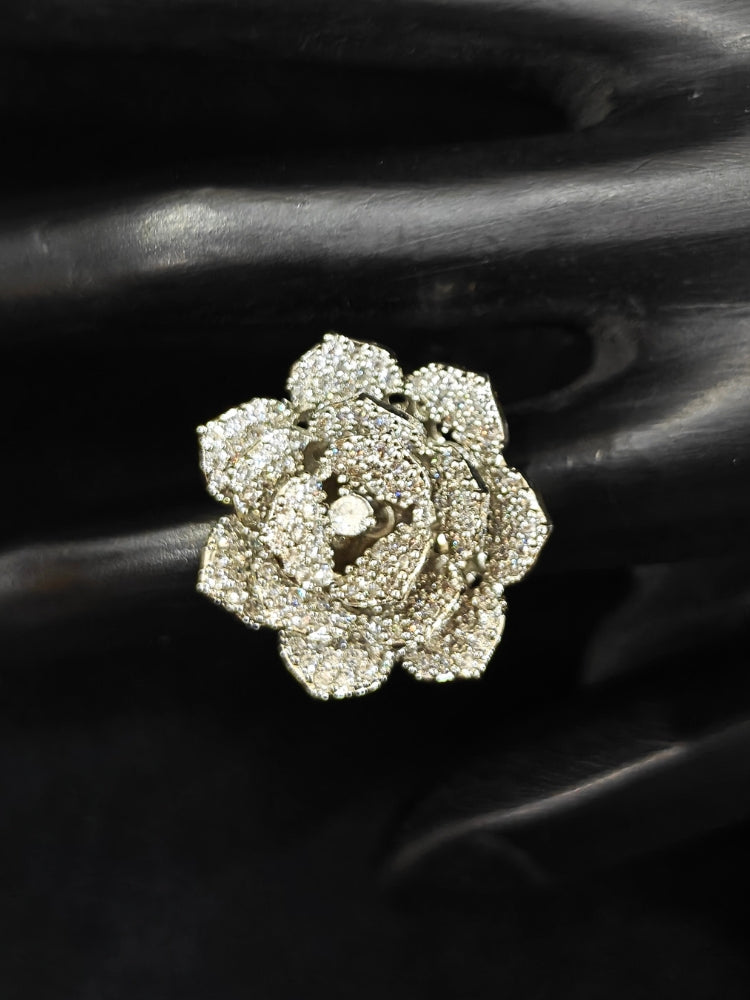 Close-up of an ornate Indo-western Pink Silver Collar American Diamond jewellery set, earrings, maangtikka, Ring and Bracelet with Pink Colored Stones and American Diamond. A graceful trending American diamond necklace for a 2026 wedding celebration.
