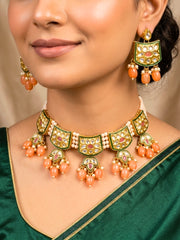 Ruhina Kundan Peach Necklace Set