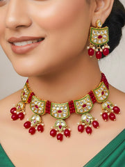 Ruhina Kundan Red Necklace Set