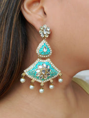 Sanjana Sea Green Meenakari Earrings