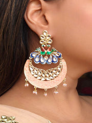 Sarika Kundan Peach Earrings