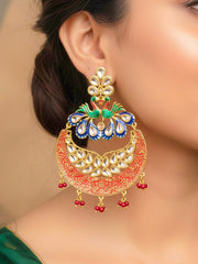Sarika Kundan Red Earrings