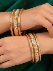Sharvika Gold-Silver Bangles - Set of 6 (Size 2.8)