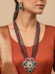Shravani Green & Ruby Red CS Necklace Set