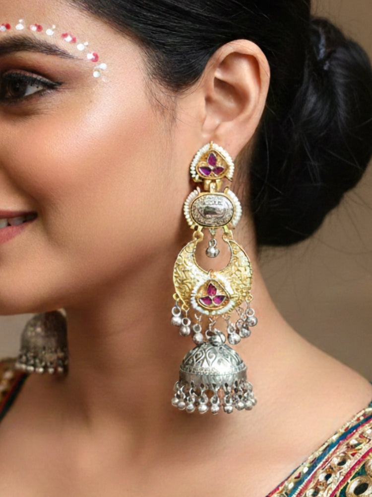 Tapasya Pink Oxidized Earrings