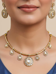 Tarunika Zirconia White Hasli Necklace Set