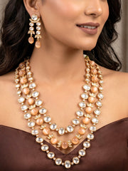 Tejomayi Polki Peach Necklace Set