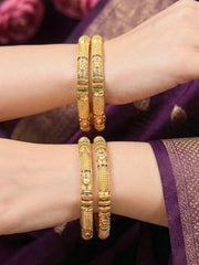 Tulsi Gold Bangles - Set of 4 (Multiple Sizes)