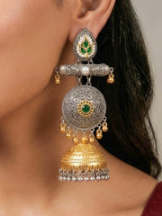 Varnika Green Oxidized Earrings